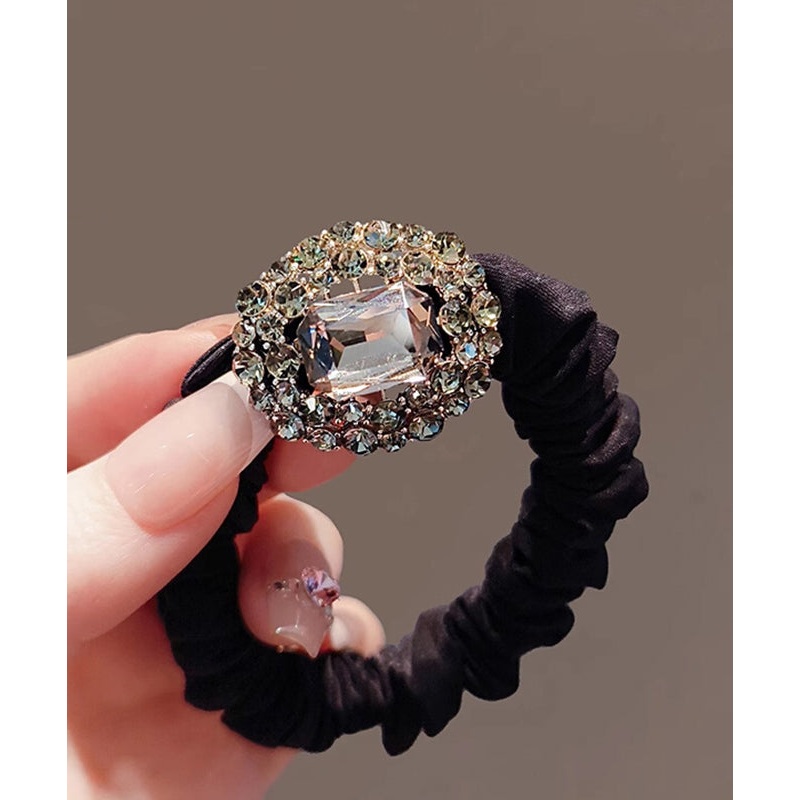 Brief Black Alloy Zircon Hollow Out Hair Band YI042
