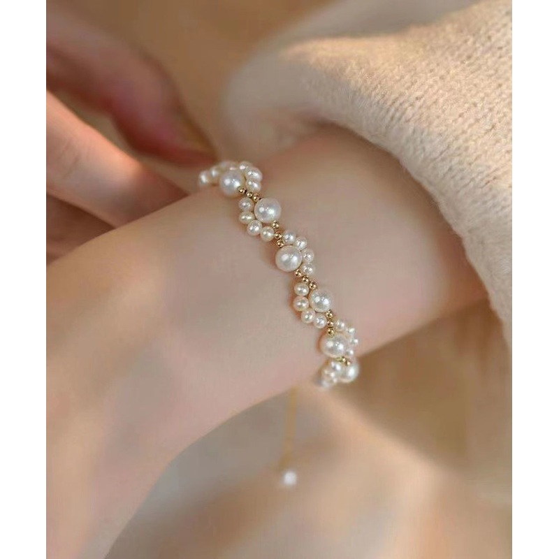 Classy White Alloy Pearl Cat Claw Chain Bracelet YI041