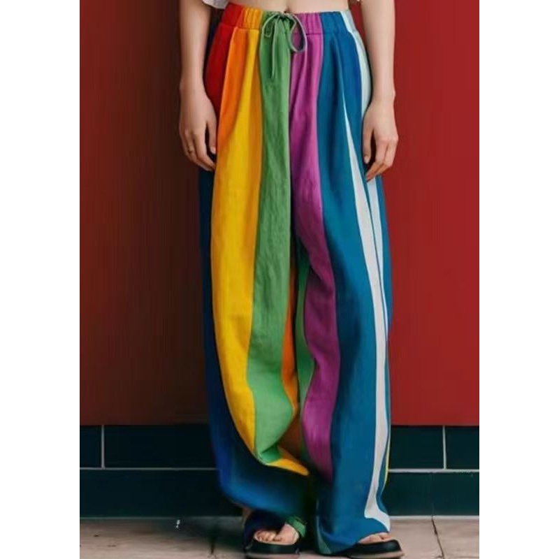 DIY Multicolour Oversized Linen Wide Leg Pants Spring YK036