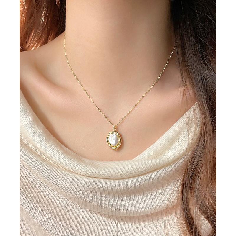 Elegant Gold 14K Gold Alloy Pearlendant Necklace YI037