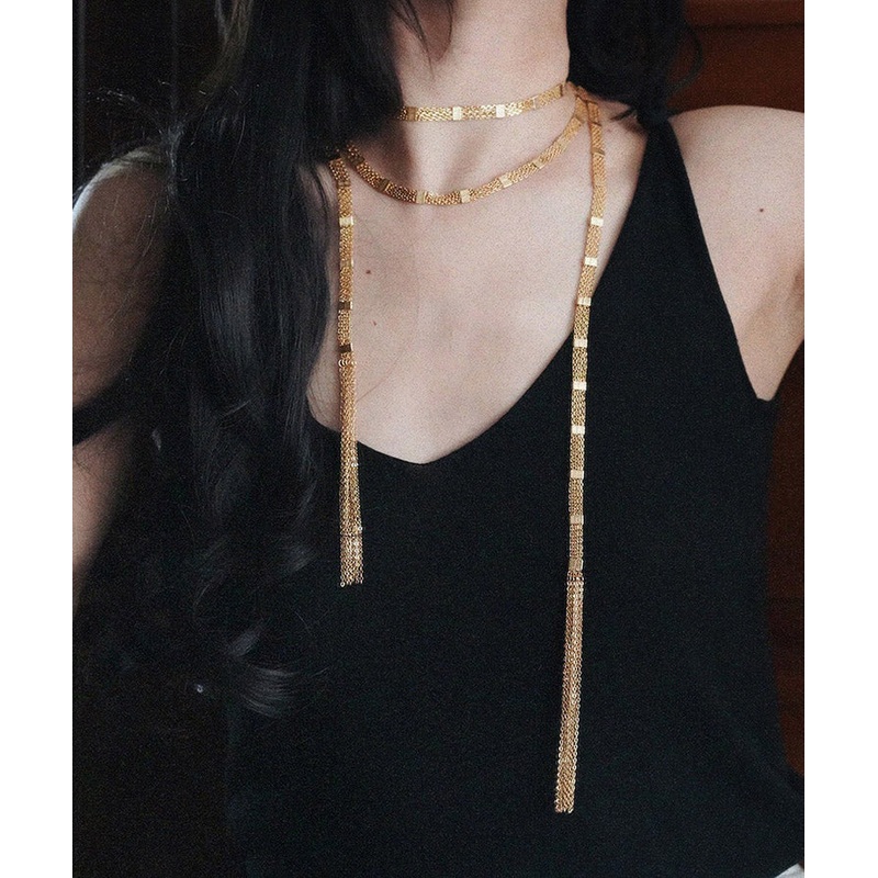 Fashion Gold Copper Overgild Multi Layer Tassel Pendant Necklace YA024
