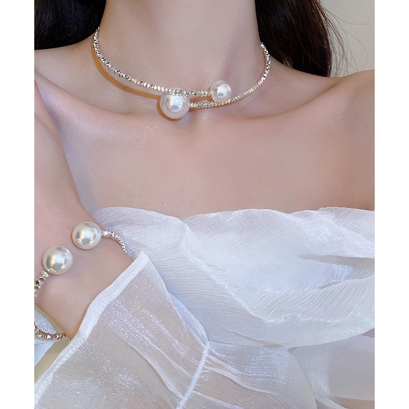 Fashion Silk Copper Alloy Pearl Choker YU020