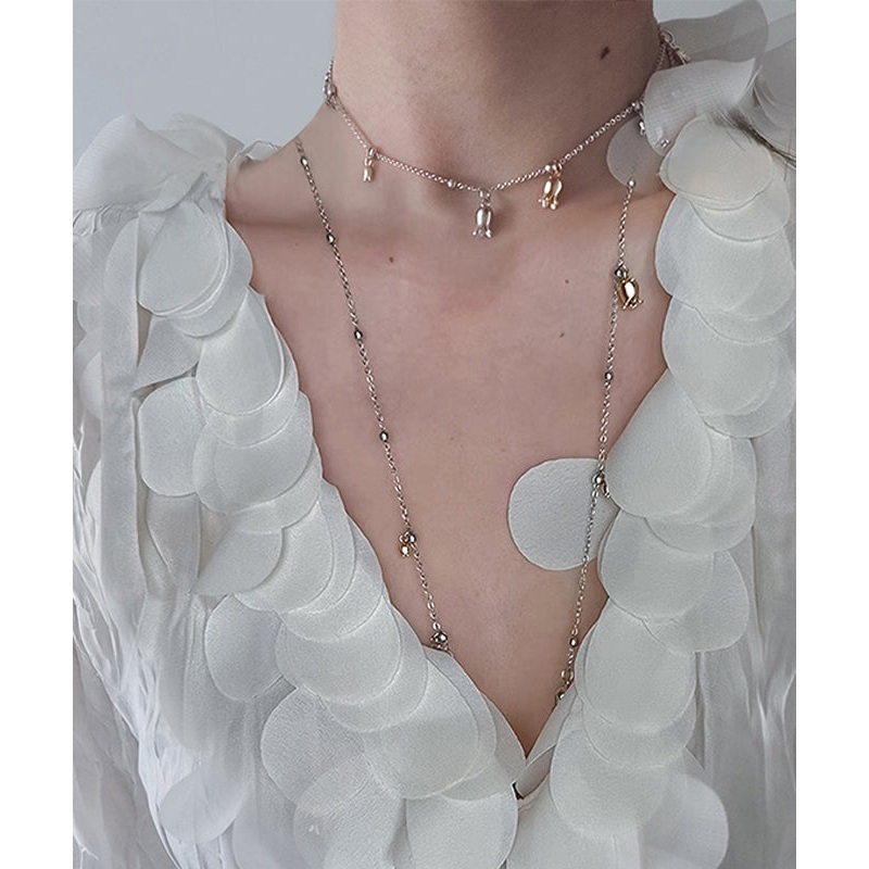New Silk Alloy Floral Tassel Lariat Necklace YA016