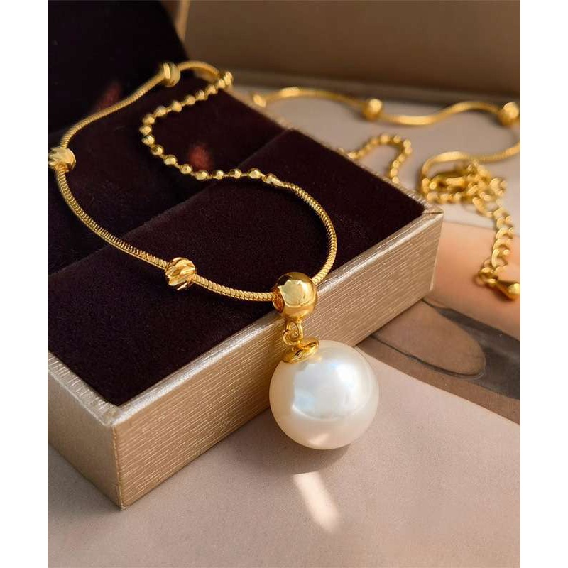 Original Design Gold Copper Alloy Pearl Pendant Necklace YI048