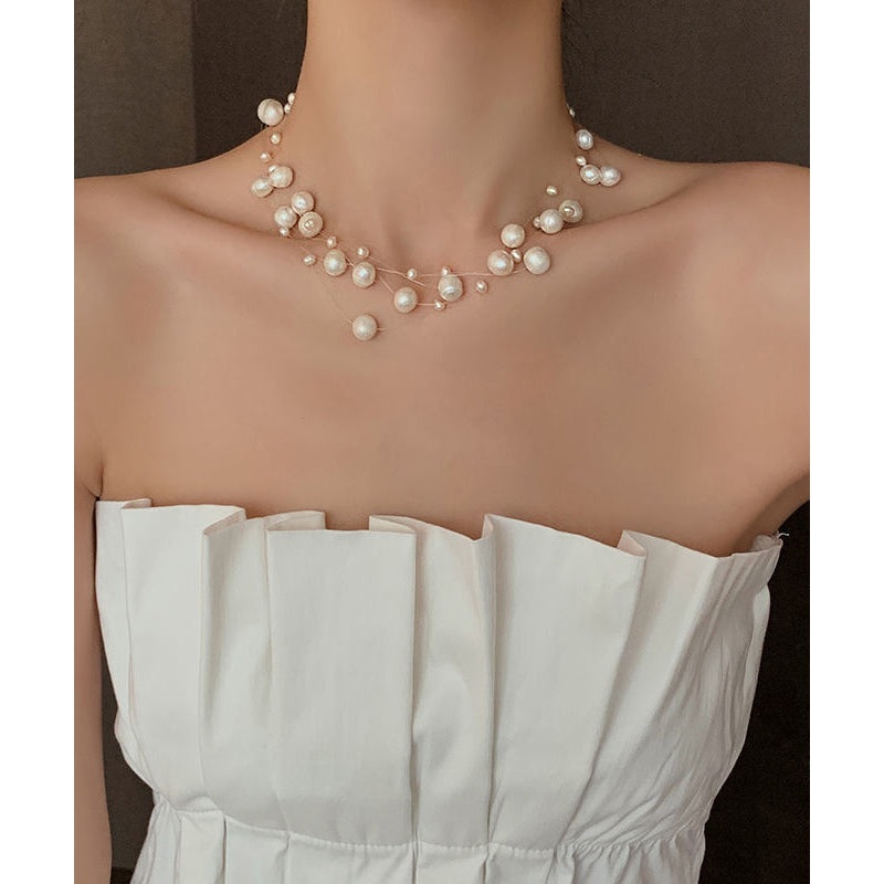 Style White Stainless Steel Pearl Princess Necklace YA002