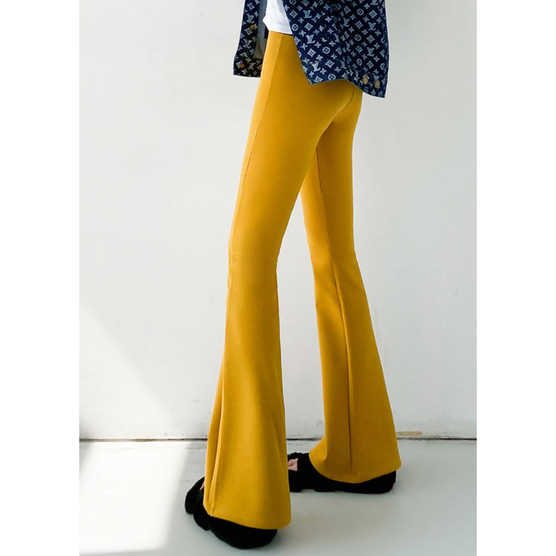 Beautiful Yellow High Waist Slim Fit Flared Trousers Spring YF008