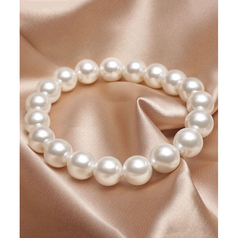 Brief White Alloy Pearl Beading Bracelet YD046