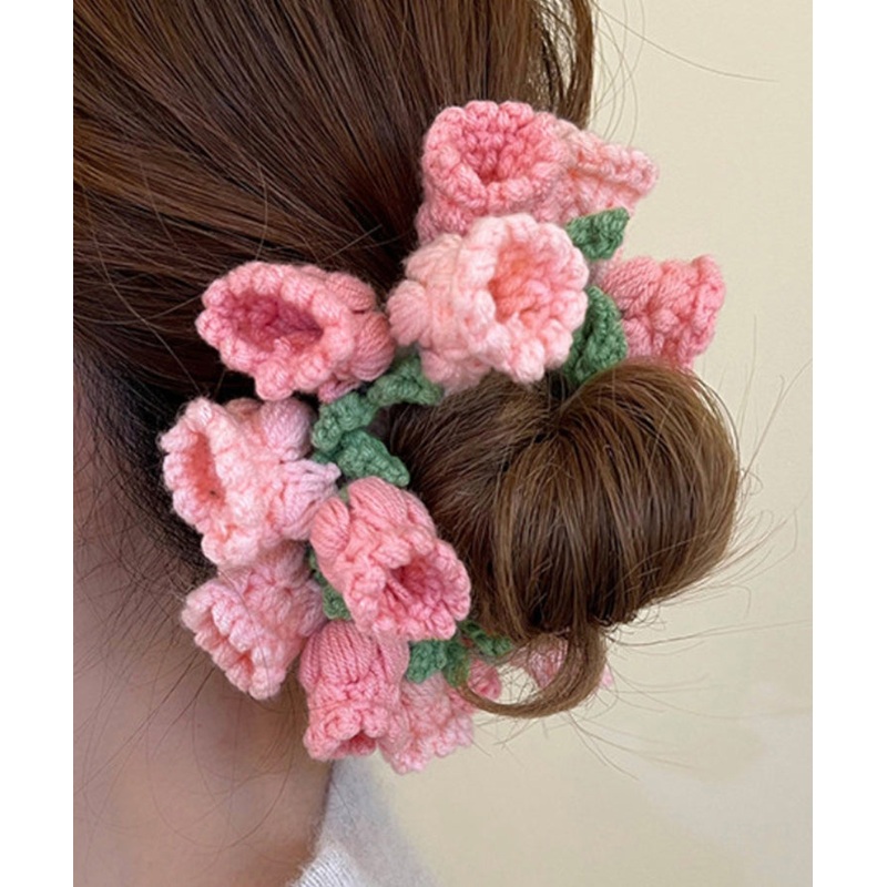 Cute Pink Knitted Cotton Thread Lily Of The Valley Hair Band YD045