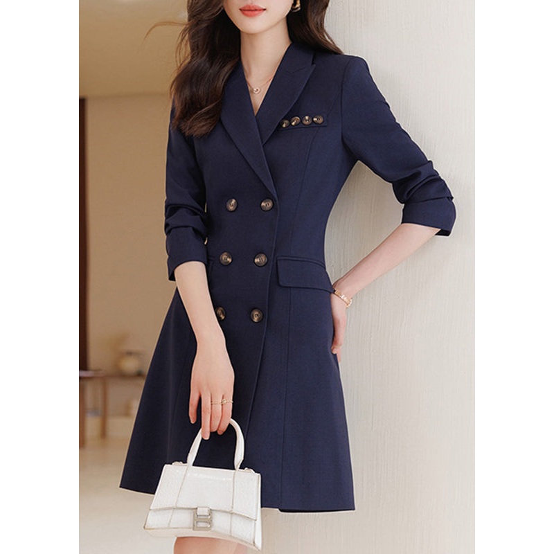 Formal Navy Silm Fit Work Dress Double Breast Spring YJ059