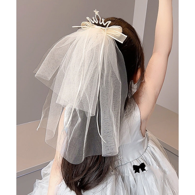 Modern Champagne Alloy Zircon Tulle Headcloth Kids Hairpin YG030