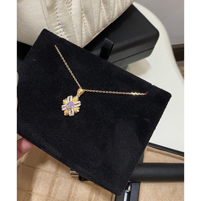 Style Gold Copper Overgild Zircon Sunflowe Pendant Necklace YD042