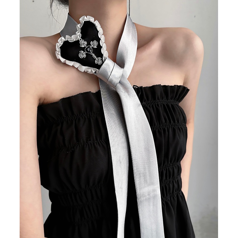 Women Silk Fabr Alloy Love Pendant Necklace YD009