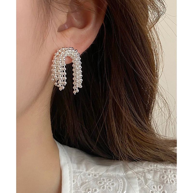 Unique Silk Metal Fireworks Tassel Hoop Earrings YX011