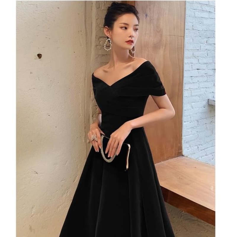 A-Line Shoulder Short-Sleeve Gown Dress Off Cocktail / Ruched Plain Evening