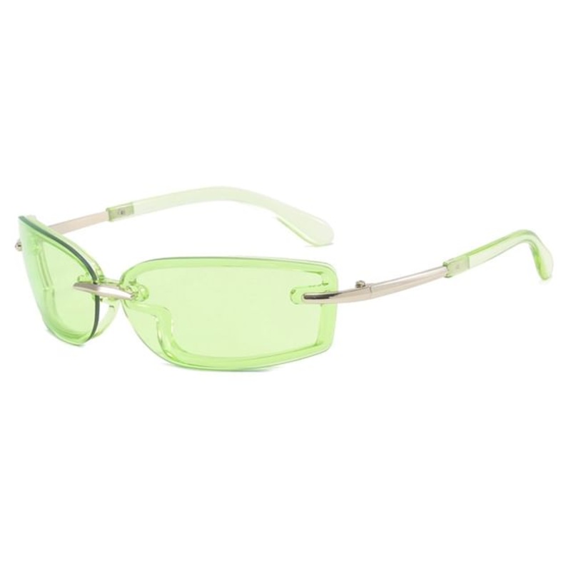 Frameless Sunglasses|Black Frame & Temple – Brown|Black Frame & Temple – Gray|Brown Frame & Temple – Brown|Green|Pink|White Frame & Temple – Gray|White Frame & Temple – White|Yellow|One Size