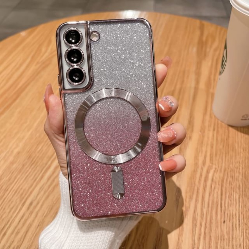 Case Phone Magnetic Glitter|Pink|Samsung S21|Samsung S21 Plus|Samsung S21 Ultra|Samsung S22|Samsung S22 Plus|Samsung S22 Ultra|Samsung S23|Samsung S23 Plus|Samsung S23 Ultra
