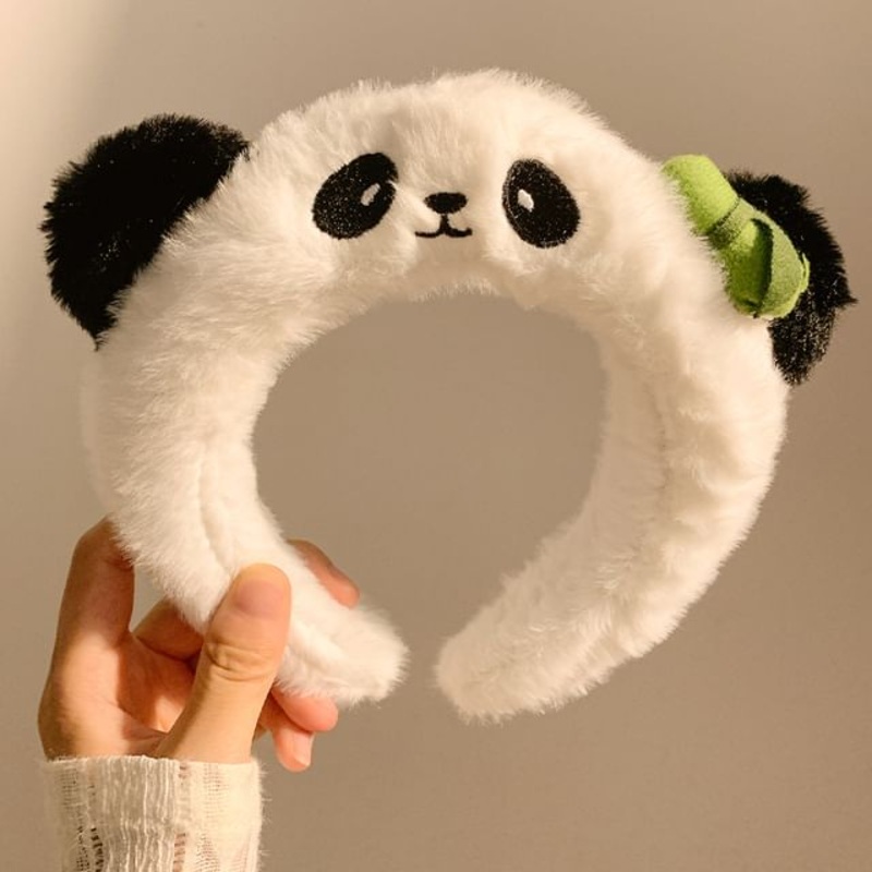 Headband Panda Fluffy|With Face – Black & White|One Size
