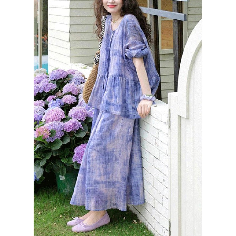 Cardigans Purple Casual Dress Strap Tie Dye Two And Spaghetti