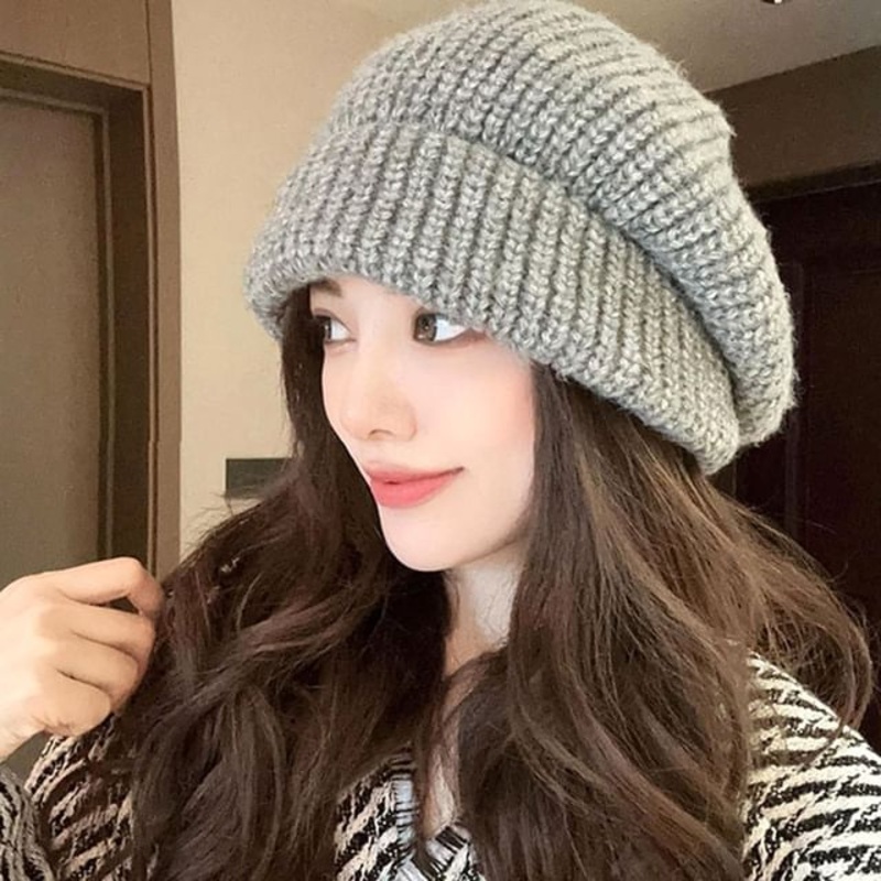 Knit Slouchy Beanie Plain|916 – Beige|916 – Black|916 – Gray|One Size