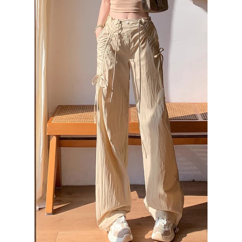 Spring Sports Quick Bow Stylish Drying Drawstring Apricot Pants