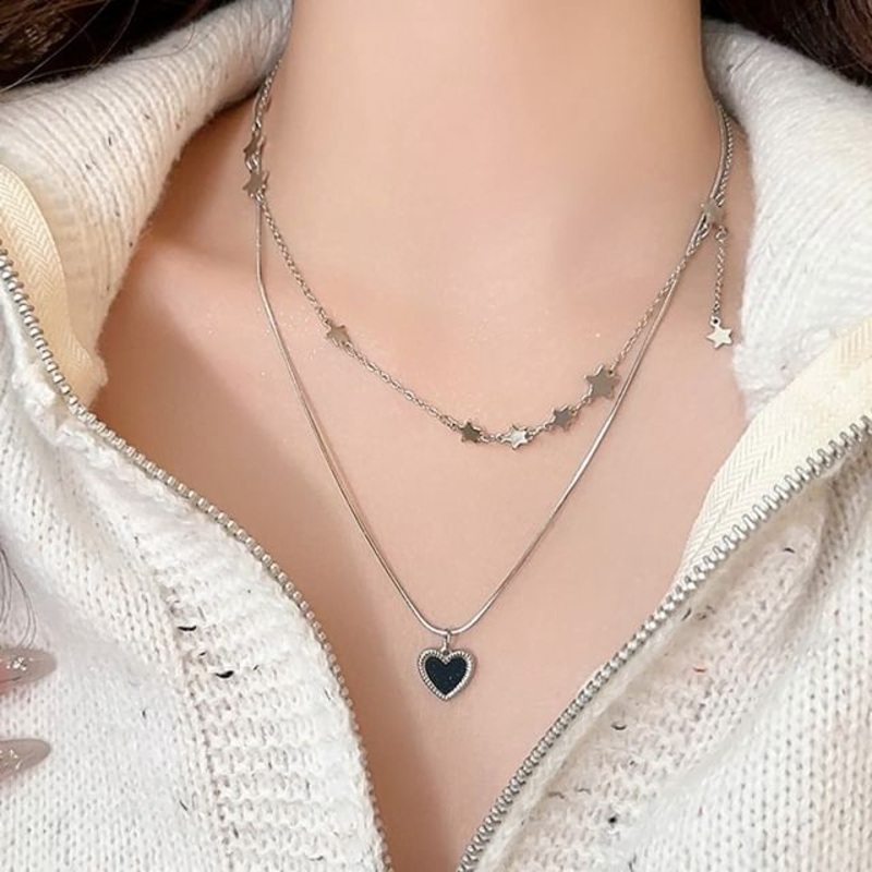 / Star Heart Necklace Alloy Pendant Choker Set