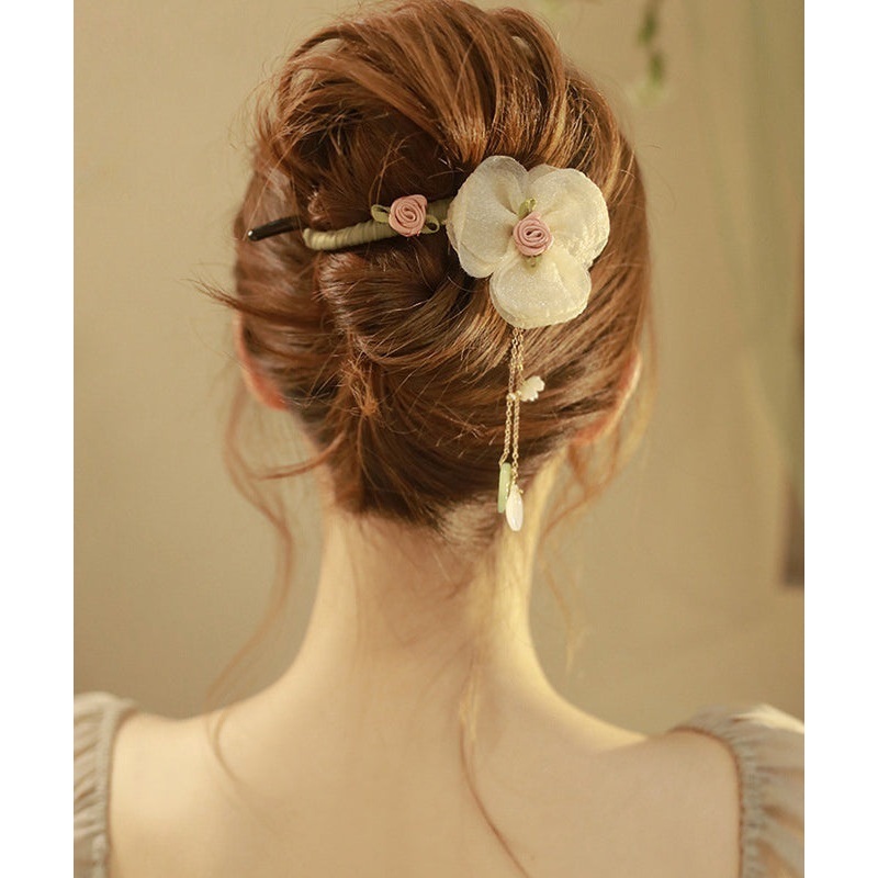 Floral Pearl Hairpin Tulle Boutique Plastic Tassel