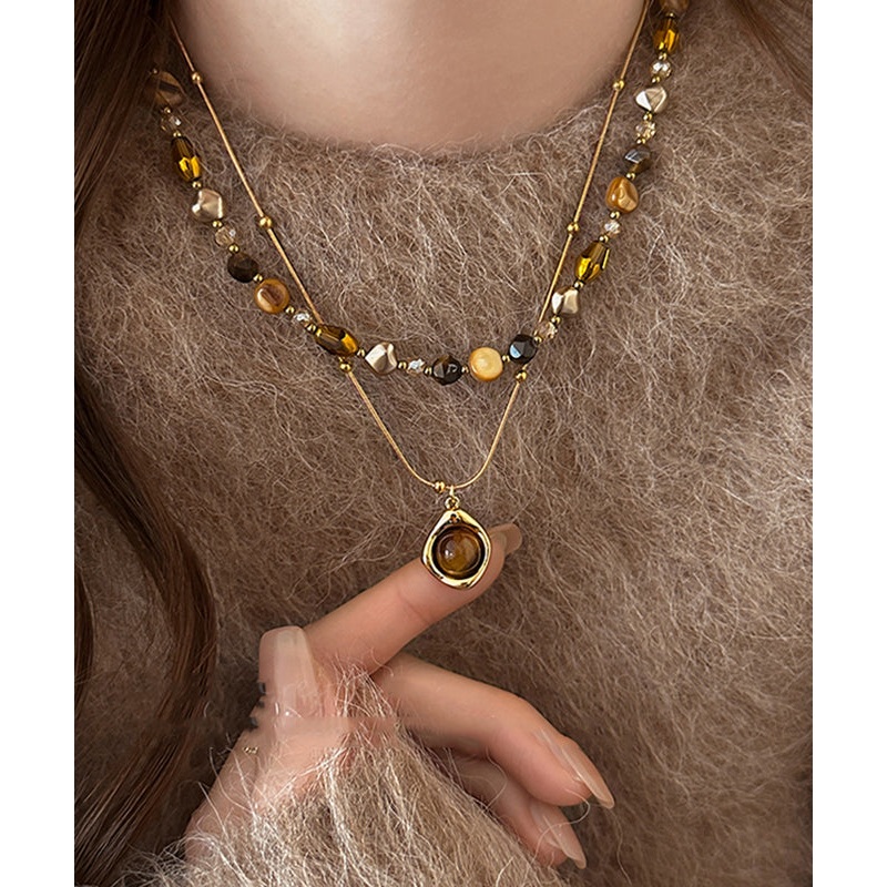 Gold Fashion Overgild Pendant Stone Eye Copper Tiger Beading