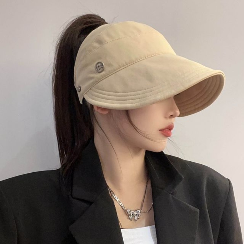 Lettering Open Top Hat Sun|Beige|Black|Gray|Khaki|Light Pink|One Size