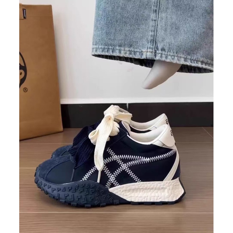 Platform Splicing Casual Comfy Lace Navy Shoes Up