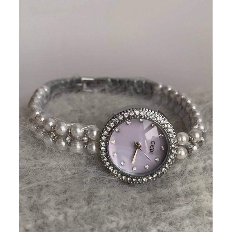Zircon Watches Glass Stainless Tempered Chic Steel Purple