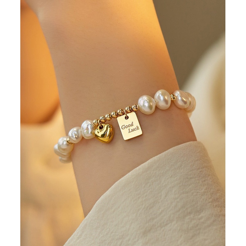 White Pearl Bracelet Design Original Tassel Love Alloy Charm