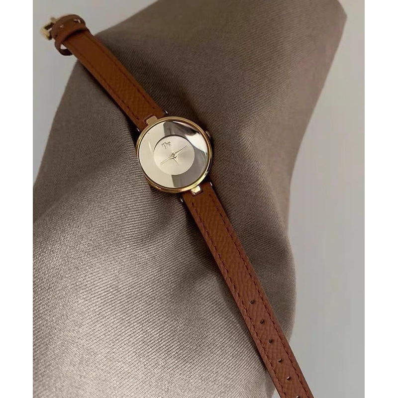 Brown Vintage Crystal Leather Watches Alloy Hardlex