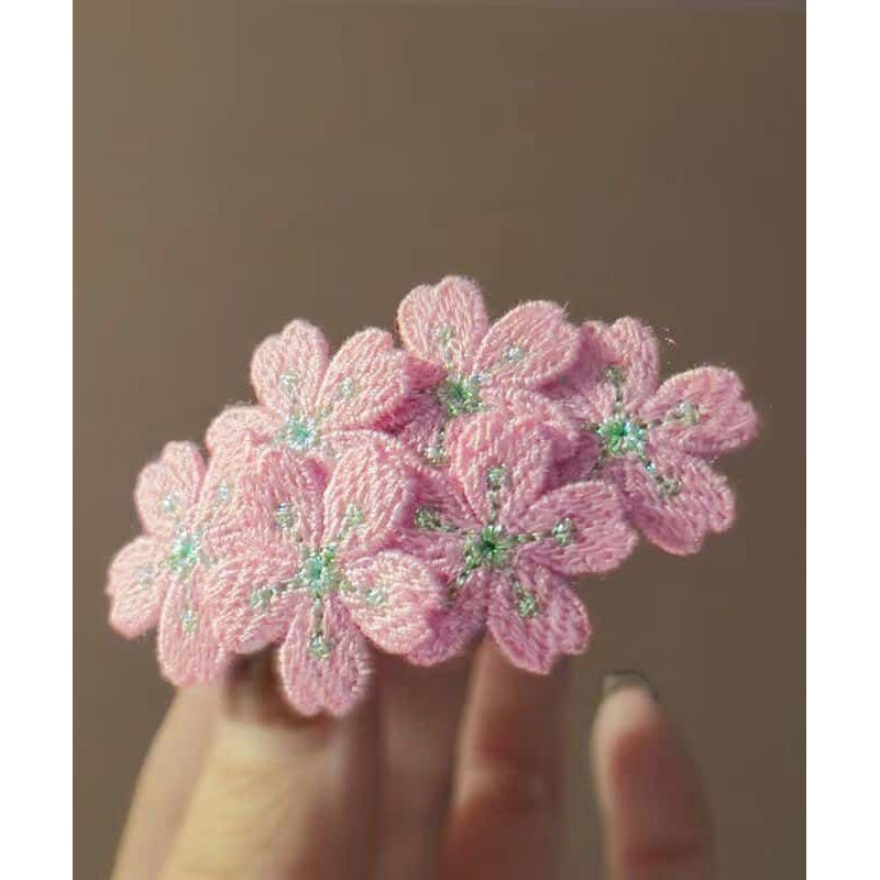 Embroidery Floral Cute Knit Pink Hairpin