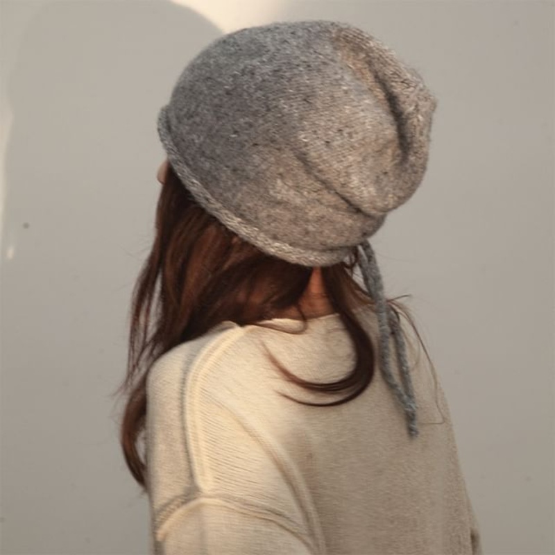 Beanie Slouchy Knit|Black|Coffee|Gray|Light Khaki|White|M