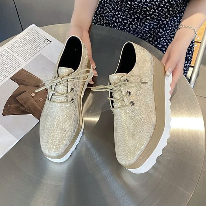 Derby Platform Shoes Lace-Up|Black|Khaki|Pink|White|35|36|37|38|39|40|41|42