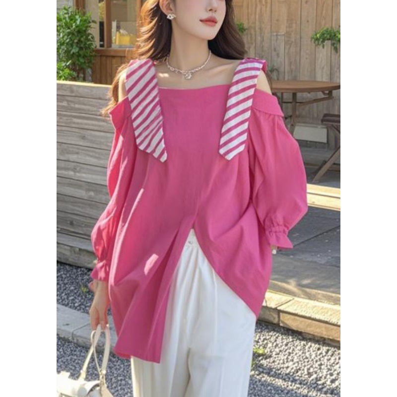 Two Rose False Pieces Open Cotton Spring Stylish Side Shirt