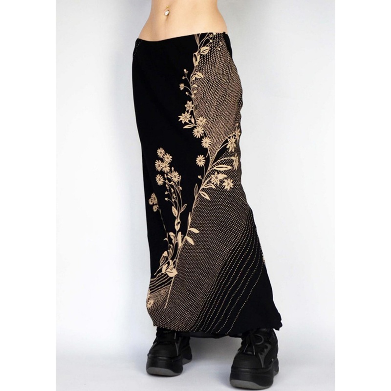 Cotton Design Vintage Original Summer Plaid Skirt Black
