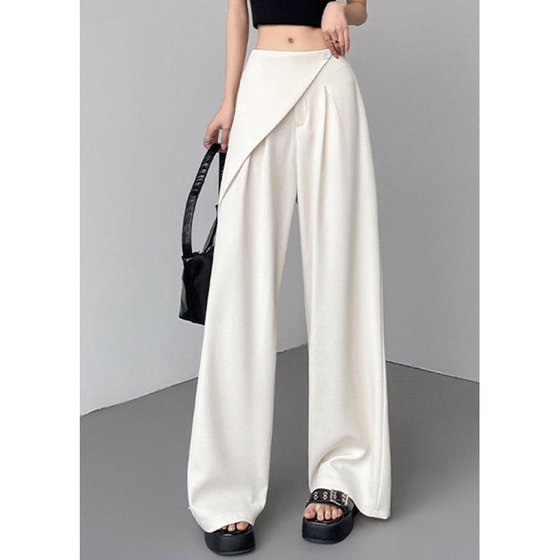 High Leg Waist Wide Patchwork Beige Pants Summer Simple