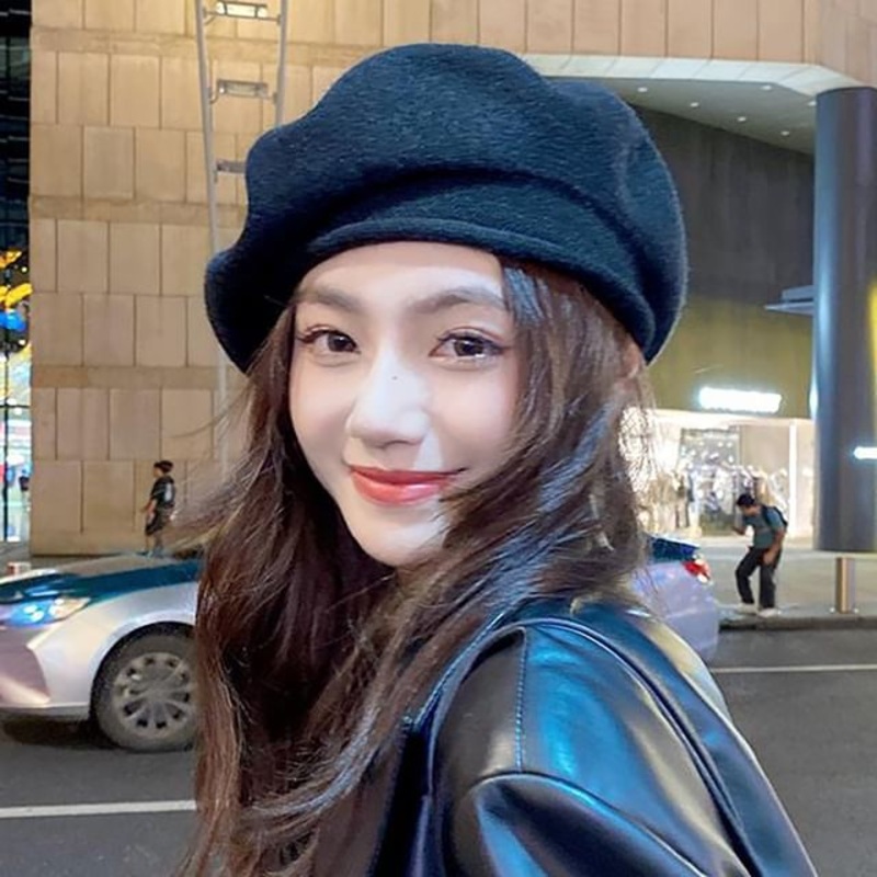 Knit Beret Plain|Airy Blue|Beige|Black|Coffee|Dark Gray|Khaki|Light Khaki|Red|One Size