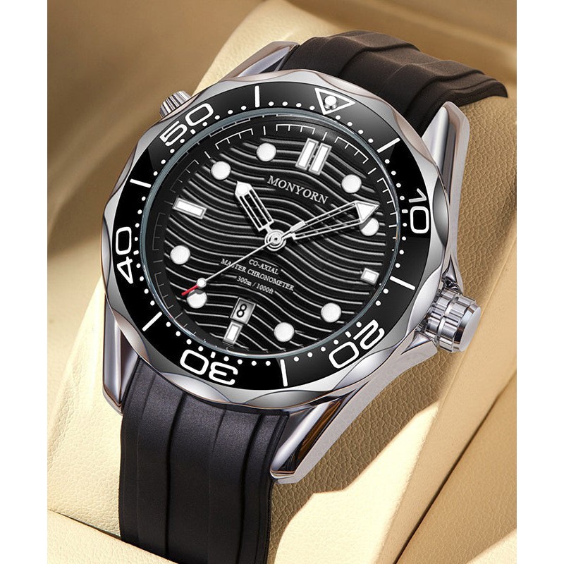 Movement Silicone Quartz Metal Black Stylish Men Watches
