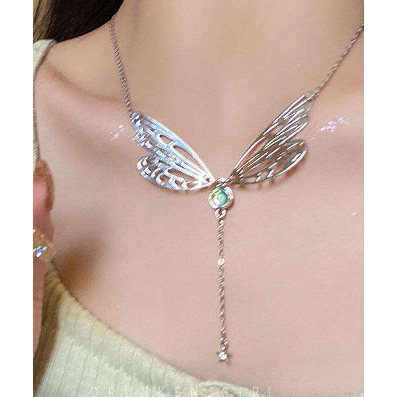 Steel Wing Stainless Lariat Style Out Tassek Hollow Butterfly
