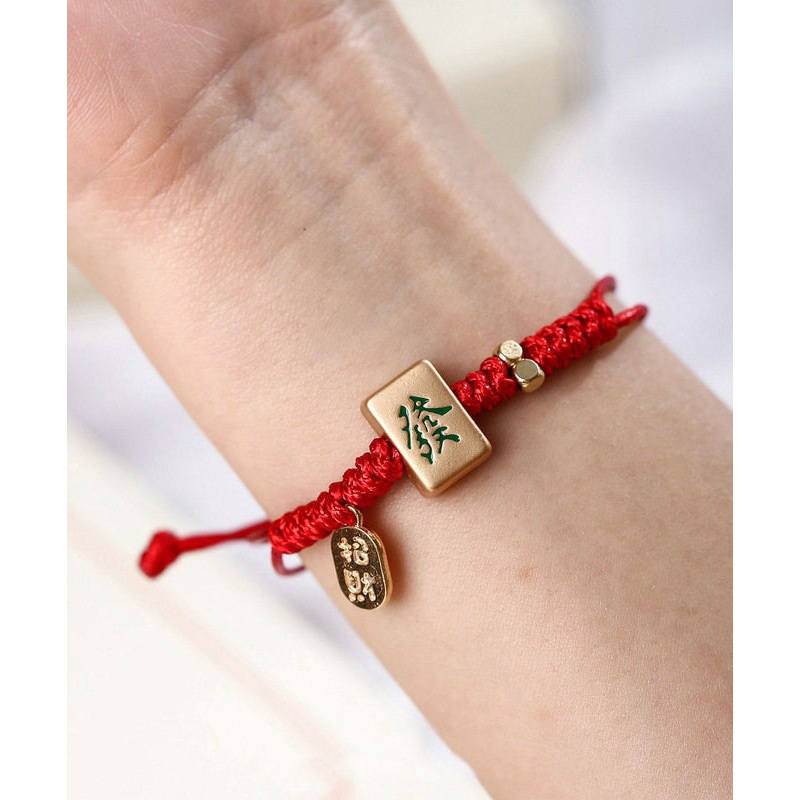 Style Alloy Red Bracelet Weave Chinese Charm Mahjong