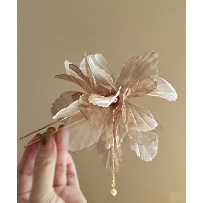 Chiffon Alloy Hairpin Style Champagne Pearl Tassel Chinese