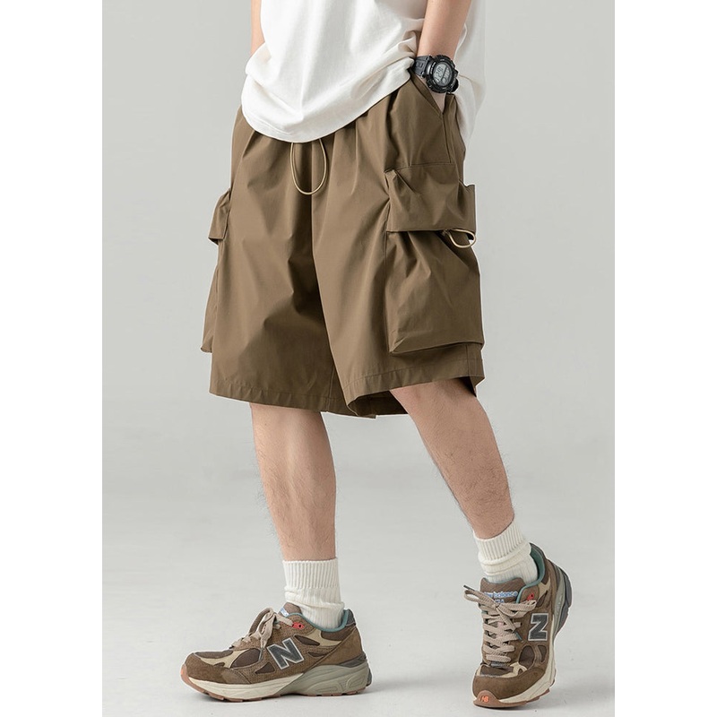 Coffee Summer Men Shorts Casual Cotton Drawstring Pockets