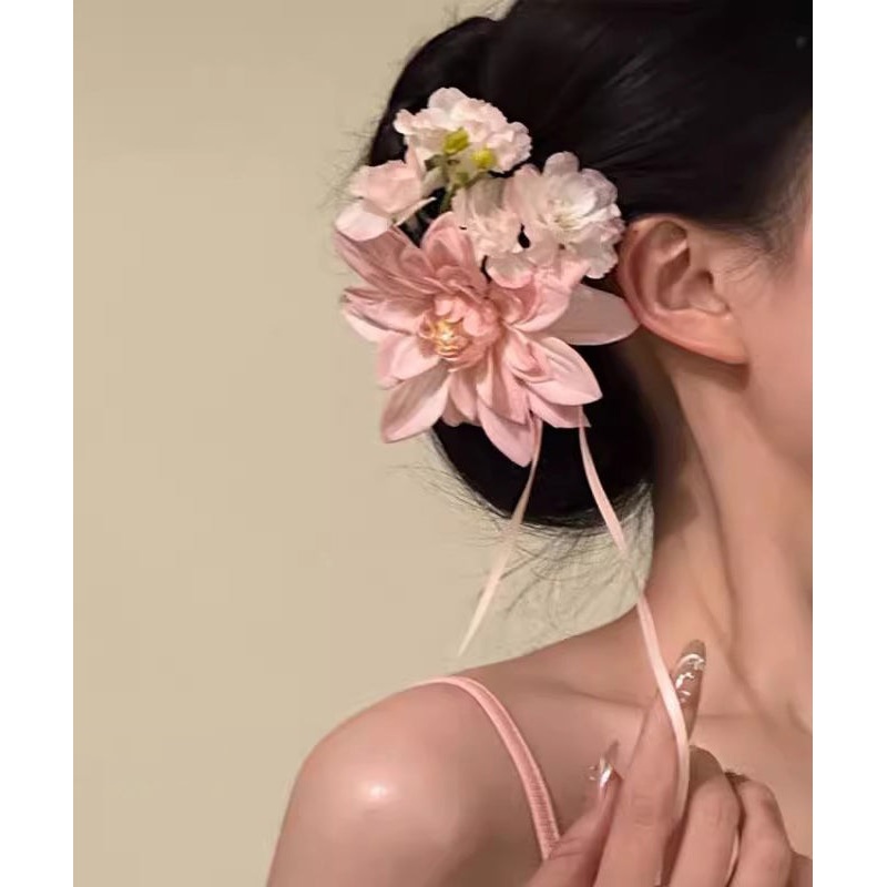 Pink Hairpin Alloy Novelty Floral Ribbon
