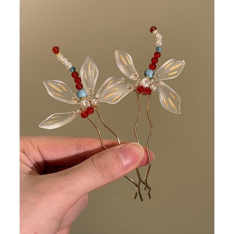 Style Dragonfly Hairpin Chinese Turquoise Alloy U-Shaped