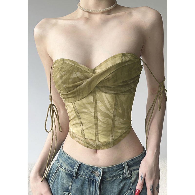 Tie Light Tops Hot Green Tulle Waist Summer