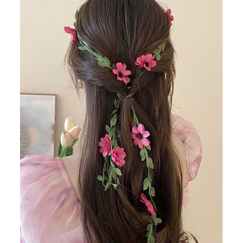 Weavin Red Rattan Handmade Floral Headband Daisy