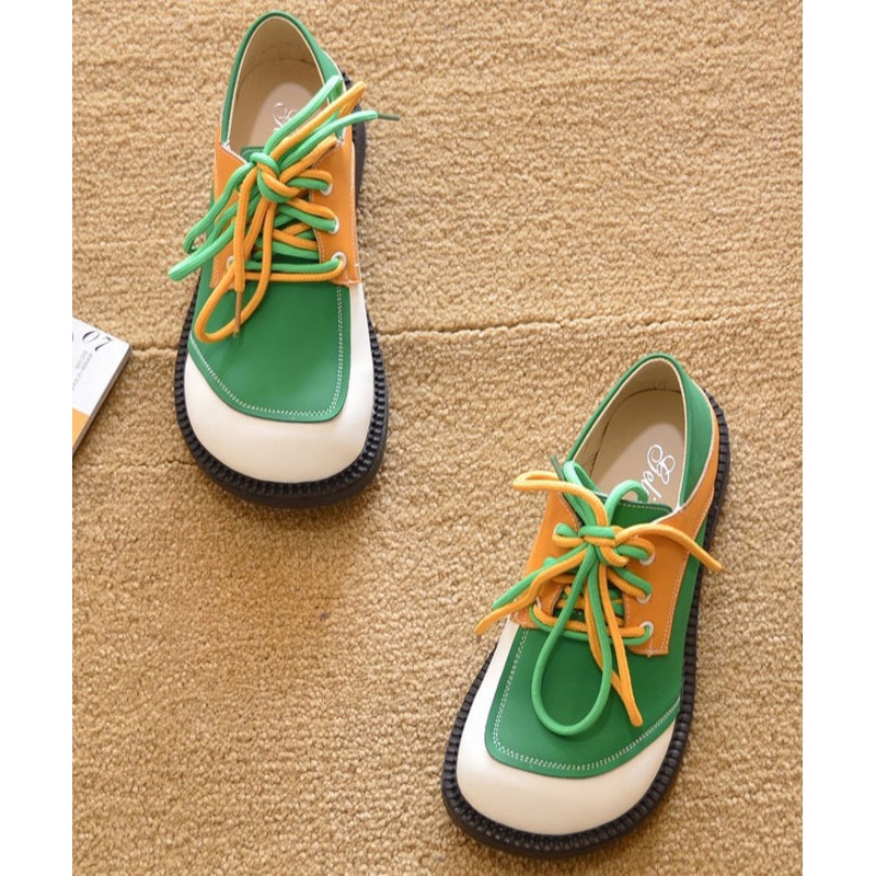 Casual Shoes Lace For Up Green Flat Women Splicing