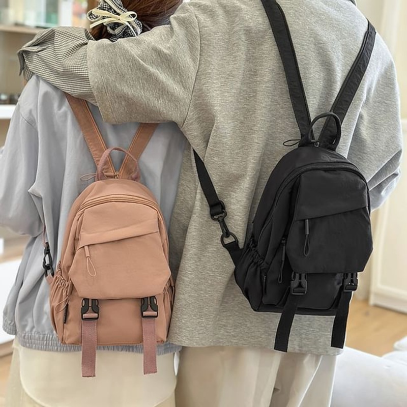 Backpack Zip Plain|Black|Blue|Green|Khaki|Pink|One Size